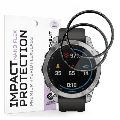 Techsuit Nano Flex Protection Film for Garmin Fenix 7, Set of 2 Pieces, Plastic, Black