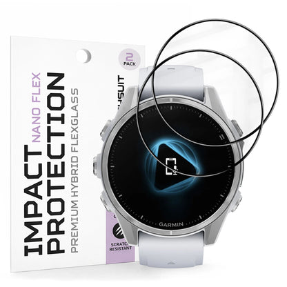 Techsuit Nano Flex -suojakalvo Garmin Fenix 8 43mm:lle, 2 kappaleen setti, Muovi, Musta