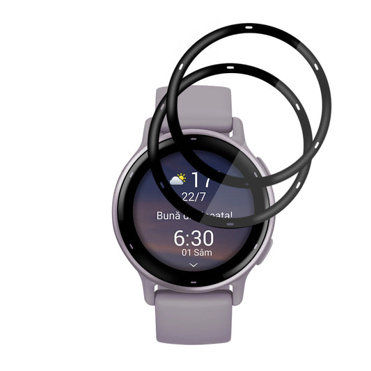 Techsuit Nano Flex -suojakalvo Garmin Vivoactive 5:lle, 2 kappaleen setti, Muovi, Musta