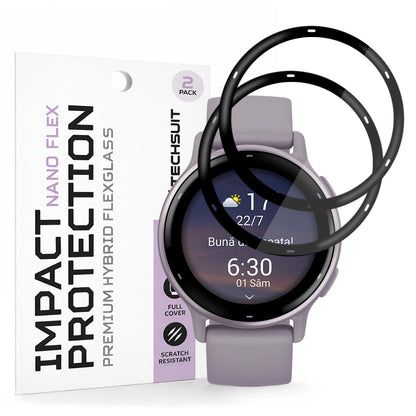 Techsuit Nano Flex Protection Film for Garmin Vivoactive 5, Set of 2 pieces, Plastic, Black
