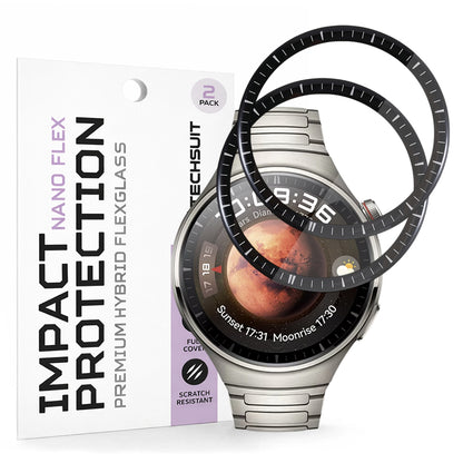 Techsuit Nano Flex -suojakalvo Huawei Watch 4 Prolle, 2 kappaleen setti, Muovi, Musta