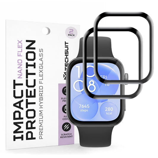 Techsuit Nano Flex Protection Film for Huawei Watch Fit 3, Set of 2 Pieces, Plastic, Black