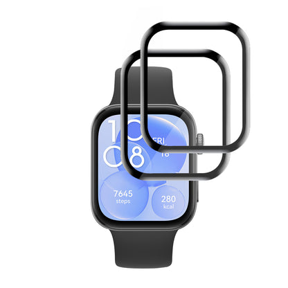 Techsuit Nano Flex -suojakalvo Huawei Watch Fit 3:lle, 2 kappaleen setti, Muovi, Musta