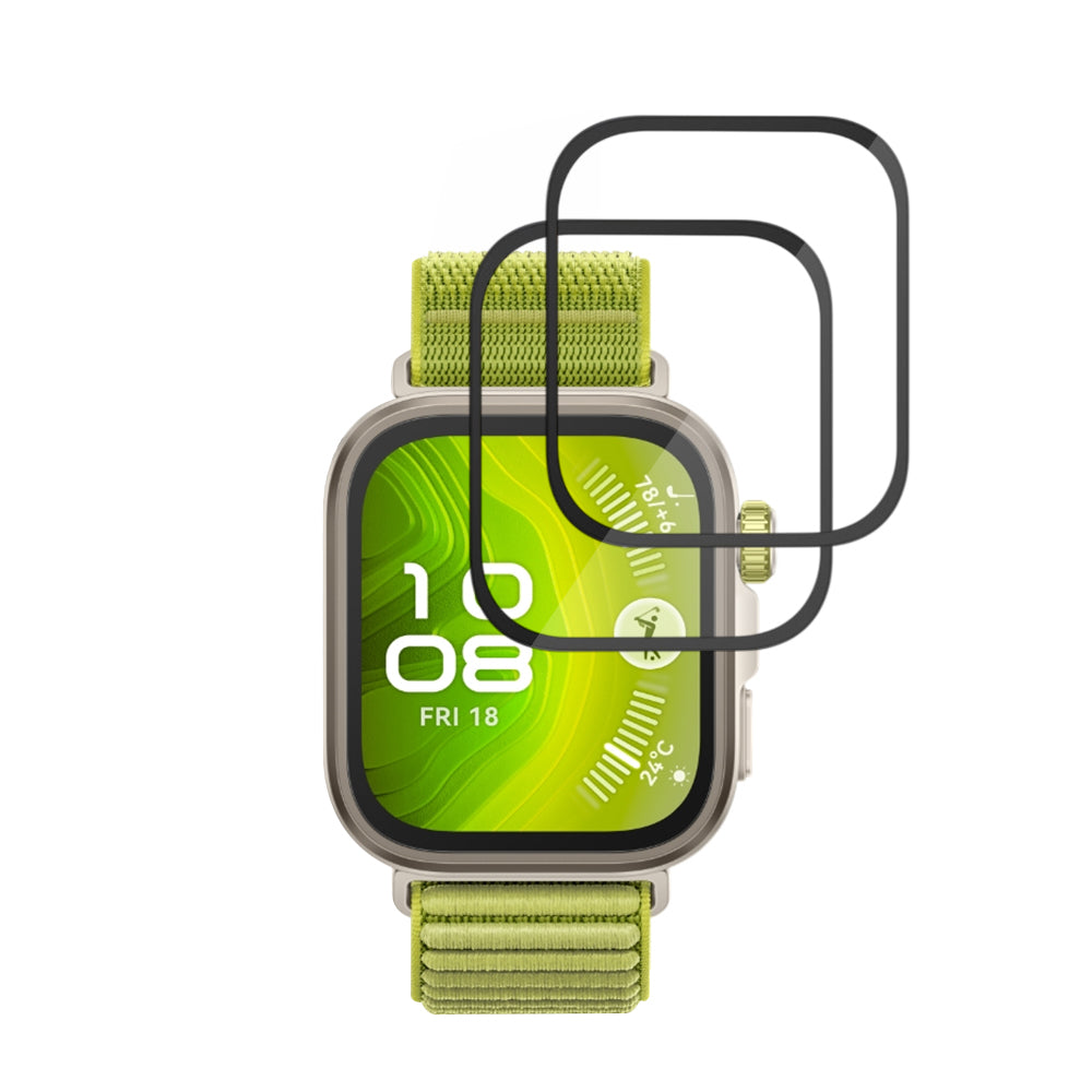 Techsuit Nano Flex -suojakalvo Huawei Watch Fit 4 Pro -kelloon, 2 kappaleen setti, Muovi, Musta
