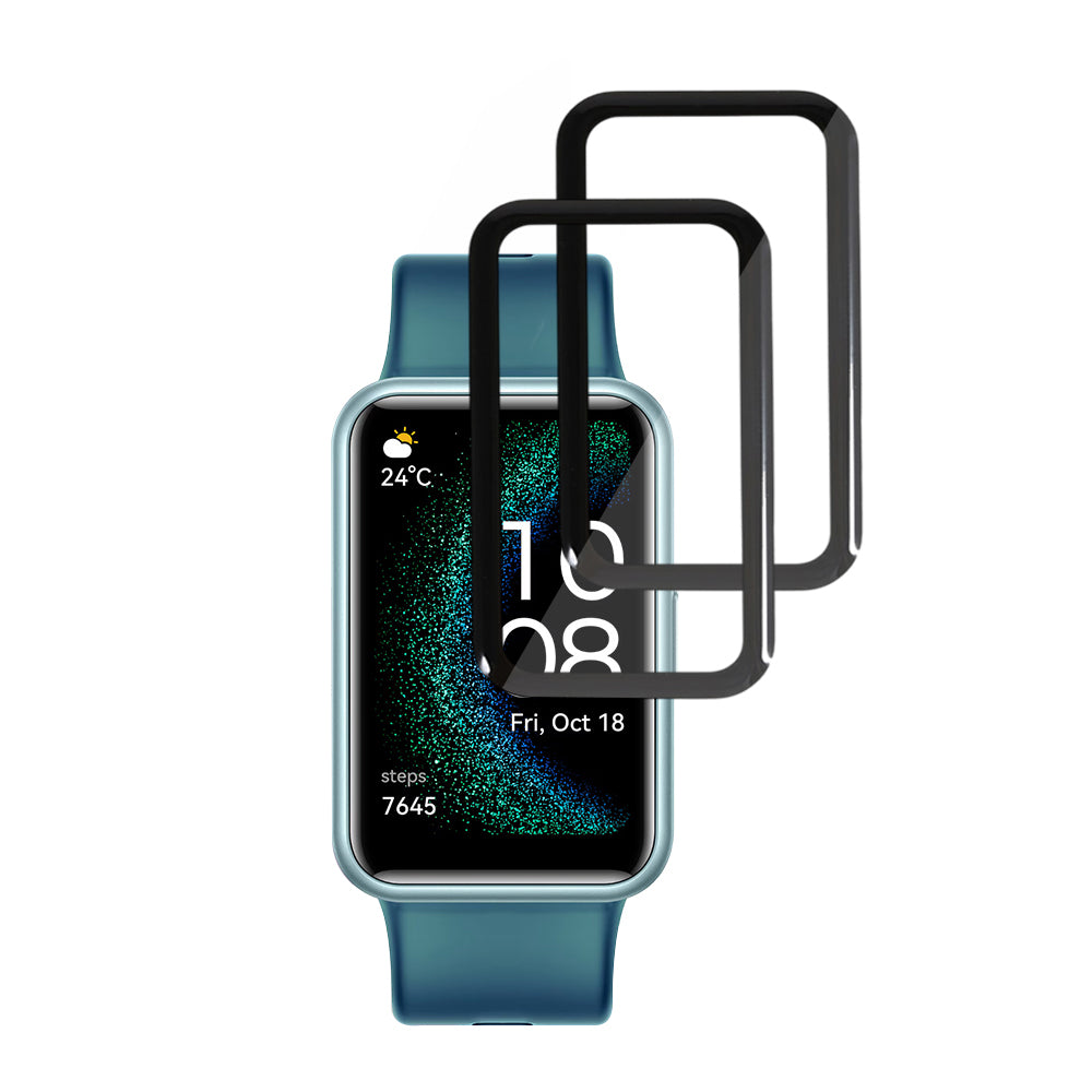 Techsuit Nano Flex -suojakalvo Huawei Watch FIT SE:lle, 2 kappaleen setti, Muovi, Musta