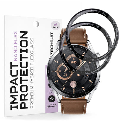 Techsuit Nano Flex -suojakalvo Huawei Watch GT 3 46mm:lle, 2 kappaleen setti, Muovi, Musta