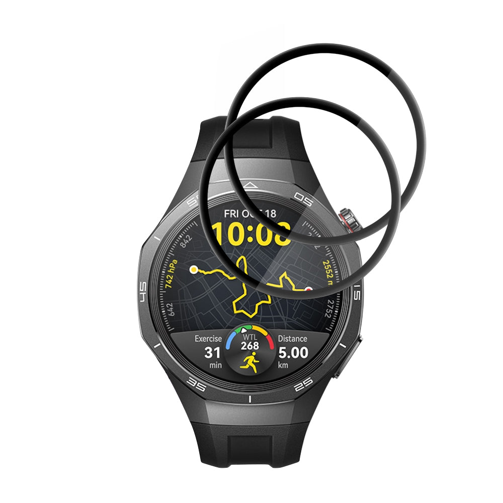 Techsuit Nano Flex -suojakalvo Huawei Watch GT 5 Pro 46mm -kelloon, 2 kappaleen setti, Muovi, Musta
