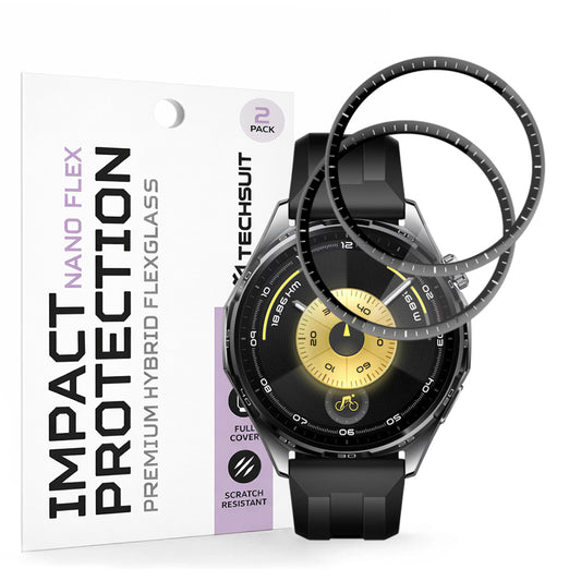 Techsuit Nano Flex Protection Film for Huawei Watch GT 6 46mm, Set of 2 Pieces, Plastic, Black