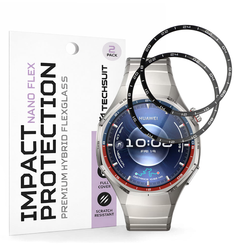 Techsuit Nano Flex -suojakalvo Huawei Watch GT 6 Pro:lle, 2 kappaleen setti, Muovi, Musta