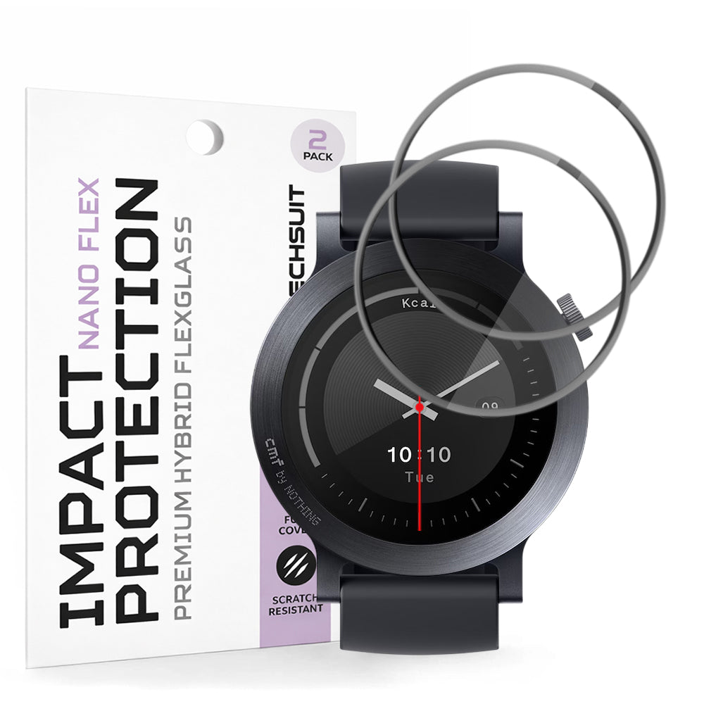 Techsuit Nano Flex -suojakalvo Nothing CMF Watch 3 Prolle, 2 kappaleen setti, Muovi, Musta