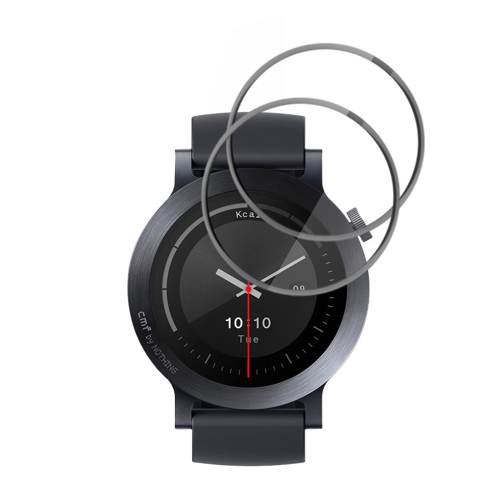 Techsuit Nano Flex -suojakalvo Nothing CMF Watch 3 Prolle, 2 kappaleen setti, Muovi, Musta
