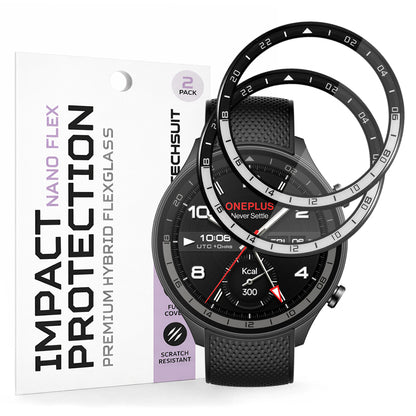 Techsuit Nano Flex -suojakalvo OnePlus Watch 2R:lle, 2 kappaleen setti, Muovi, Musta