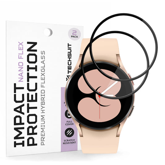 Techsuit Nano Flex -suojakalvo Samsung Galaxy Watch4 40mm:lle, 2 kappaleen setti, Muovi, Musta