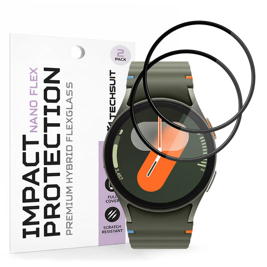 Techsuit Nano Flex -suojakalvo Samsung Galaxy Watch7 40mm:lle, 2 kappaleen setti, Muovi, Musta