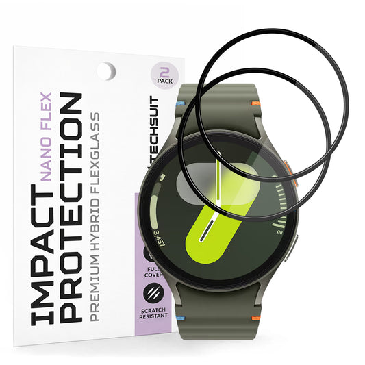Techsuit Nano Flex -suojakalvo Samsung Galaxy Watch7 44mm:lle, 2 kappaleen setti, Muovi, Musta