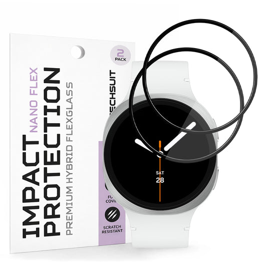 Techsuit Nano Flex -suojakalvo Samsung Galaxy Watch8 44mm:lle, 2 kappaleen setti, Muovi, Musta