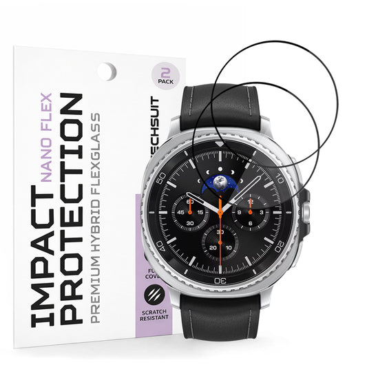 Techsuit Nano Flex -suojakalvo Samsung Galaxy Watch8 Classicille, 2 kappaleen setti, Muovi, Musta
