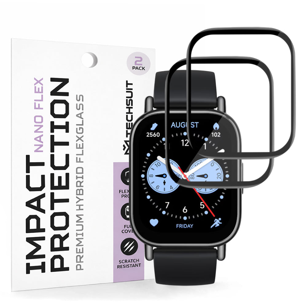 Techsuit Nano Flex -suojakalvo Xiaomi Redmi Watch 5 Lite -kelloon, 2 kappaleen setti, Muovi, Musta