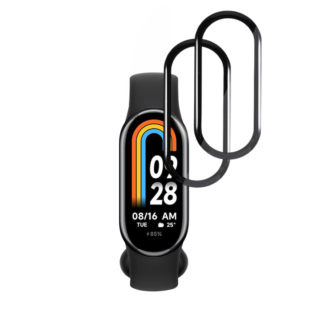 Techsuit Nano Flex -suojakalvo Xiaomi Smart Band 8:lle, 2 kappaleen setti, Muovi, Musta