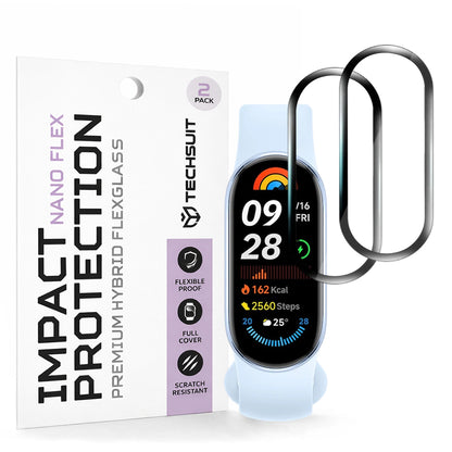 Techsuit Nano Flex -suojakalvo Xiaomi Smart Band 9:lle, 2 kappaleen setti, Muovi, Musta
