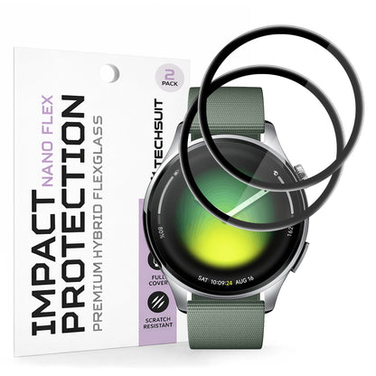 Techsuit Nano Flex -suojakalvo Xiaomi Watch 5:lle, 2 kappaleen setti, Muovi, Musta