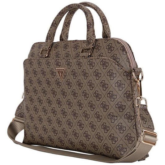 Guess 4G Triangle Logo -laukku 15 tuuman kannettavalle tietokoneelle, Ruskea