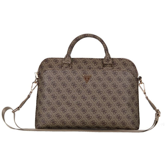 Guess 4G Triangle Logo -laukku 15 tuuman kannettavalle tietokoneelle, Ruskea