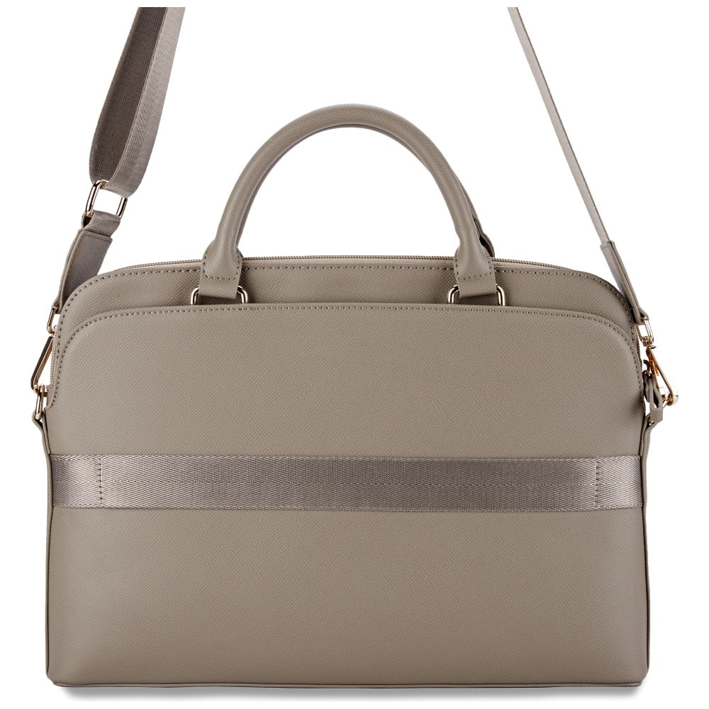 Guess Grained Triangle Logo -laukku 15 tuuman kannettavalle tietokoneelle, Beige