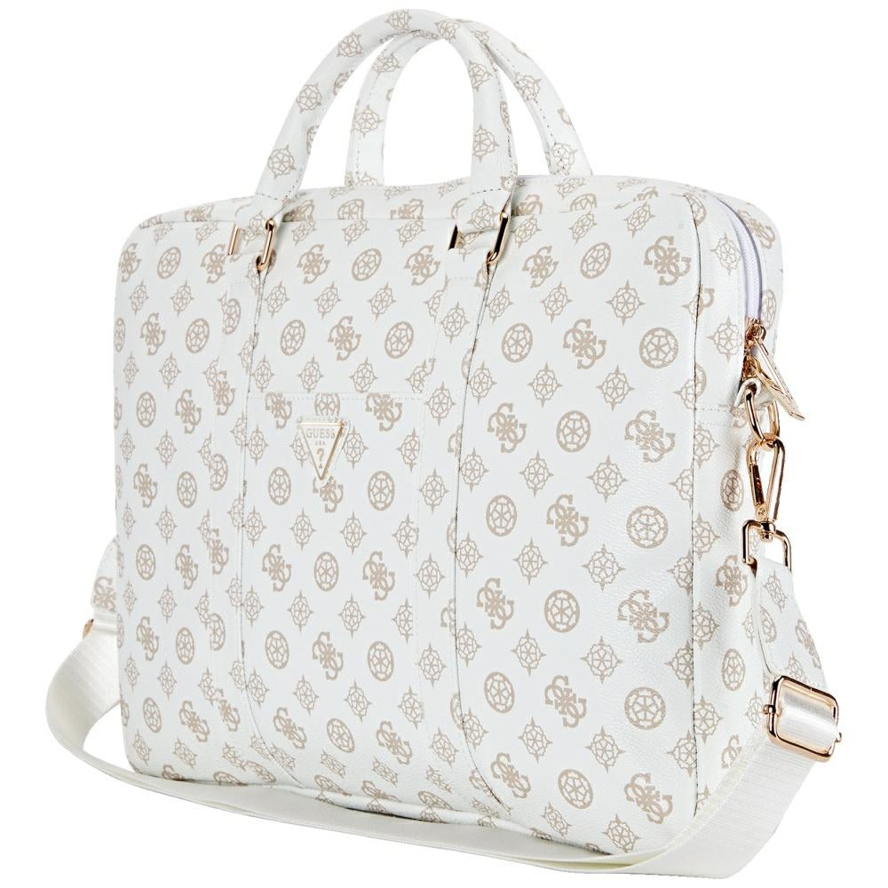 Guess Peony Triangle Logo Bag for 16inch Laptop, White