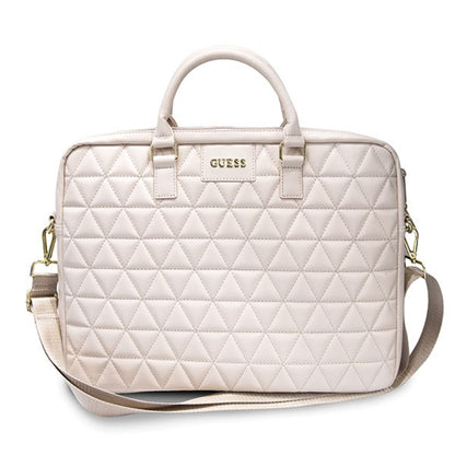 Guess Quilted -laukku 15 tuuman kannettavalle tietokoneelle, vaaleanpunainen