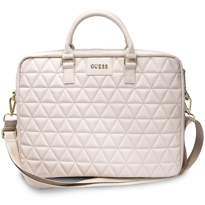 Guess Quilted -laukku 15 tuuman kannettavalle tietokoneelle, vaaleanpunainen
