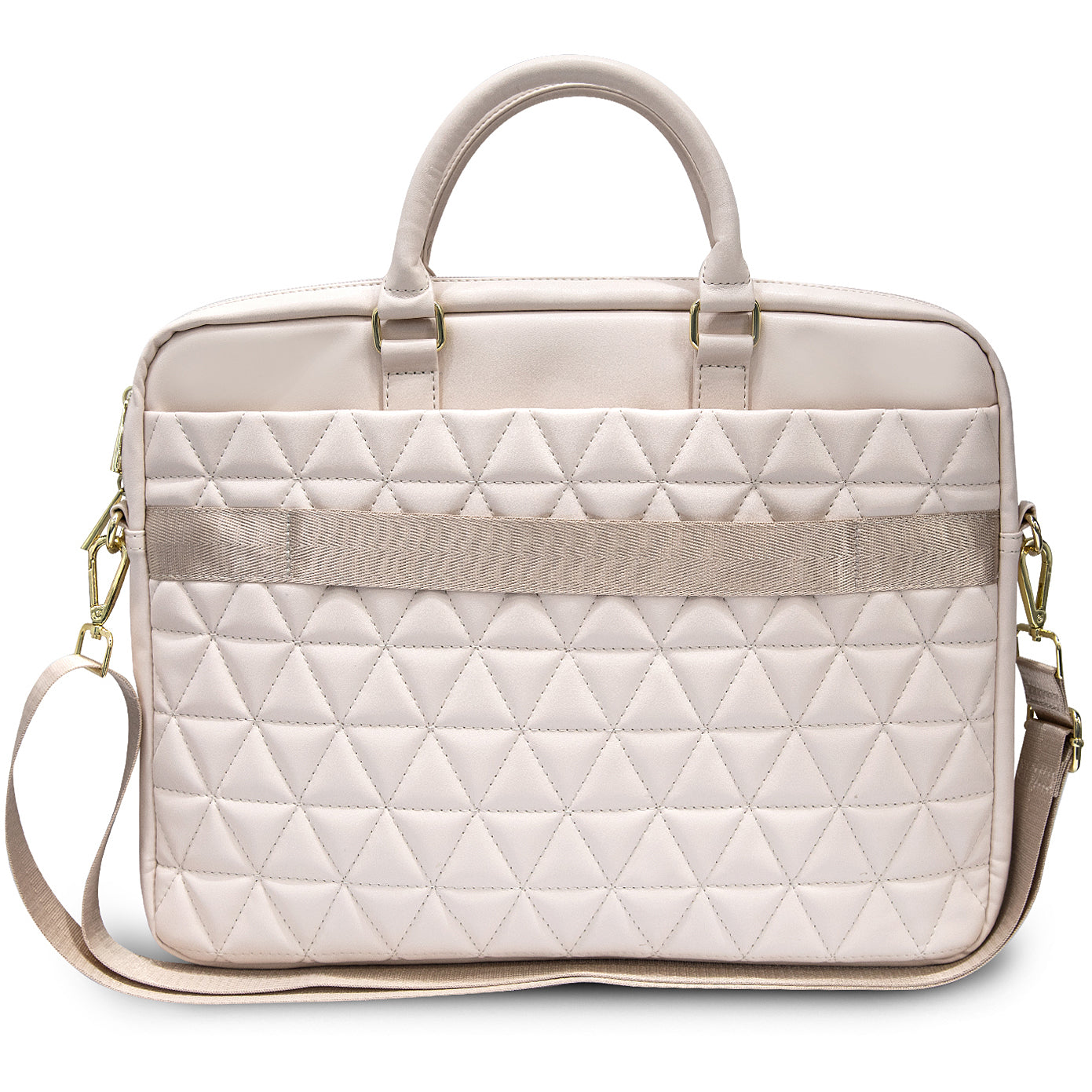 Guess Quilted -laukku 15 tuuman kannettavalle tietokoneelle, vaaleanpunainen