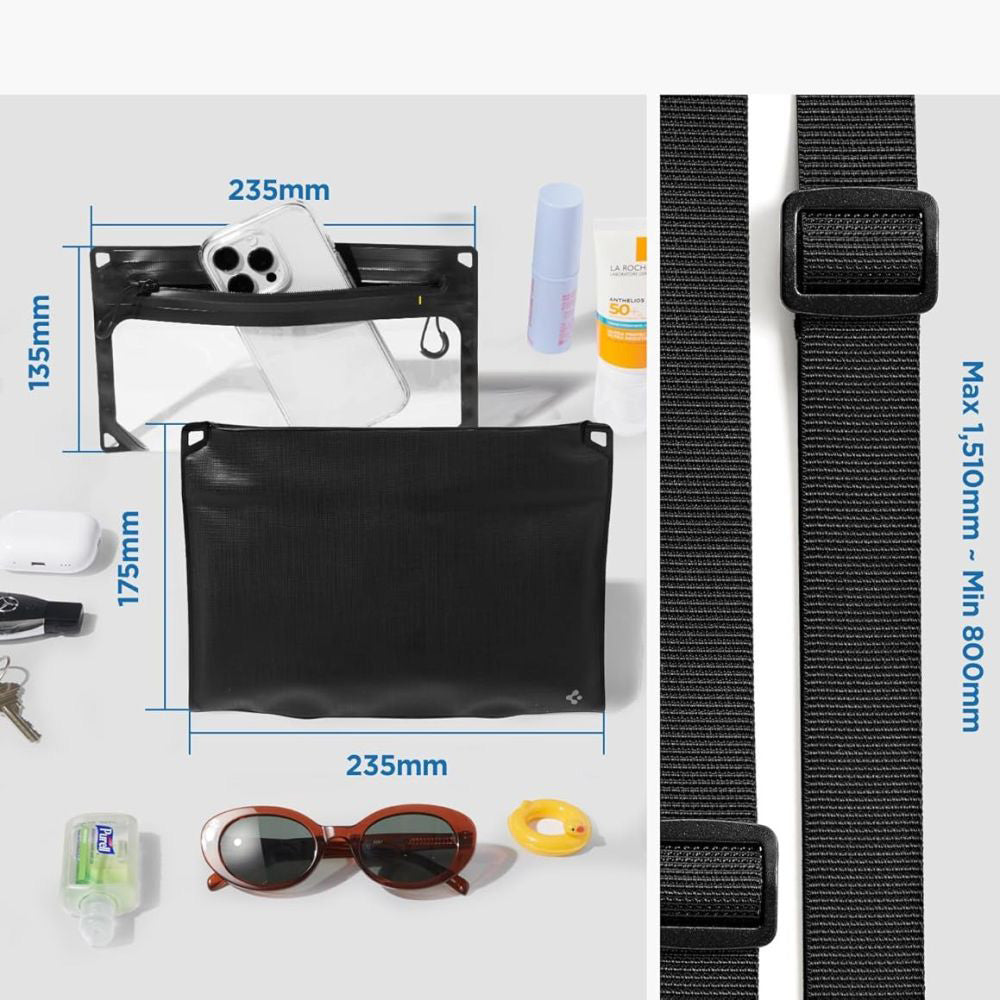 Vedenpitävä universaali laukku ja suojakotelo Spigen Crossbag, musta AMP09746