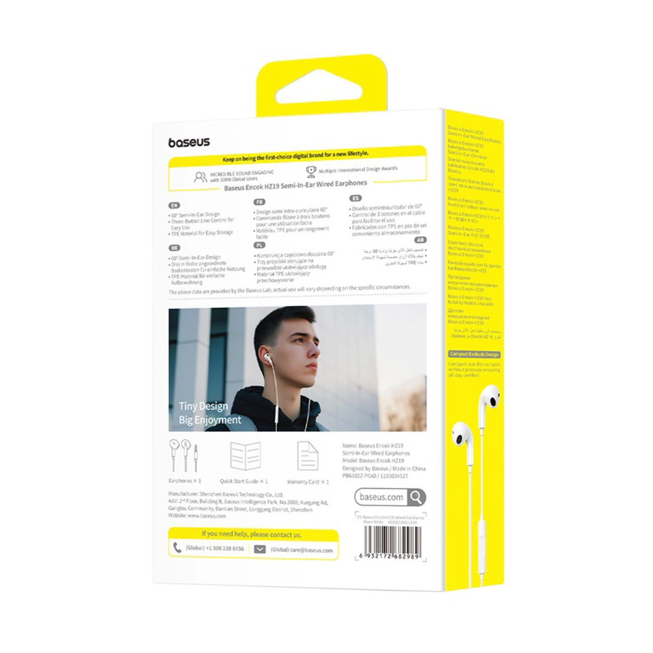 Handsfree 3.5mm Baseus Encok HZ19, Valkoinen A00182301213-00