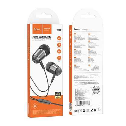 Handsfree 3.5mm HOCO M108, Harmaa