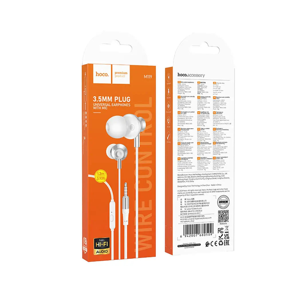 Handsfree 3,5 mm HOCO M119, hopea