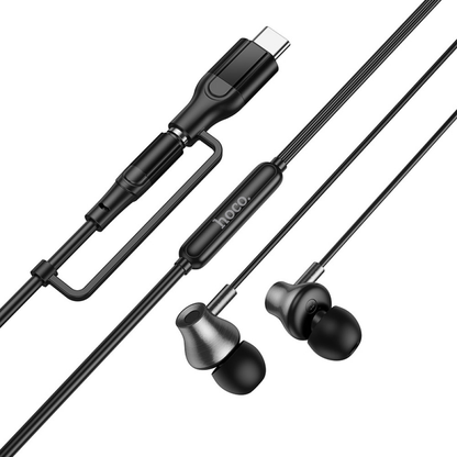 Handsfree 3,5 mm / USB-C HOCO M119A, Musta
