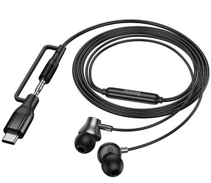 Handsfree 3,5 mm / USB-C HOCO M119A, Musta