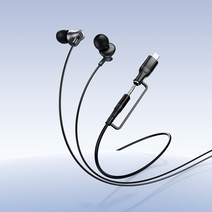 Handsfree 3,5 mm / USB-C HOCO M119A, Musta