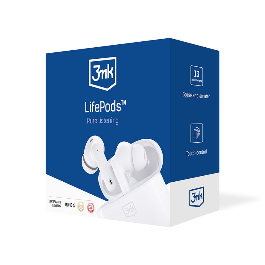 Handsfree Bluetooth 3MK LIFEPODS, TWS, ANC, Valkoinen