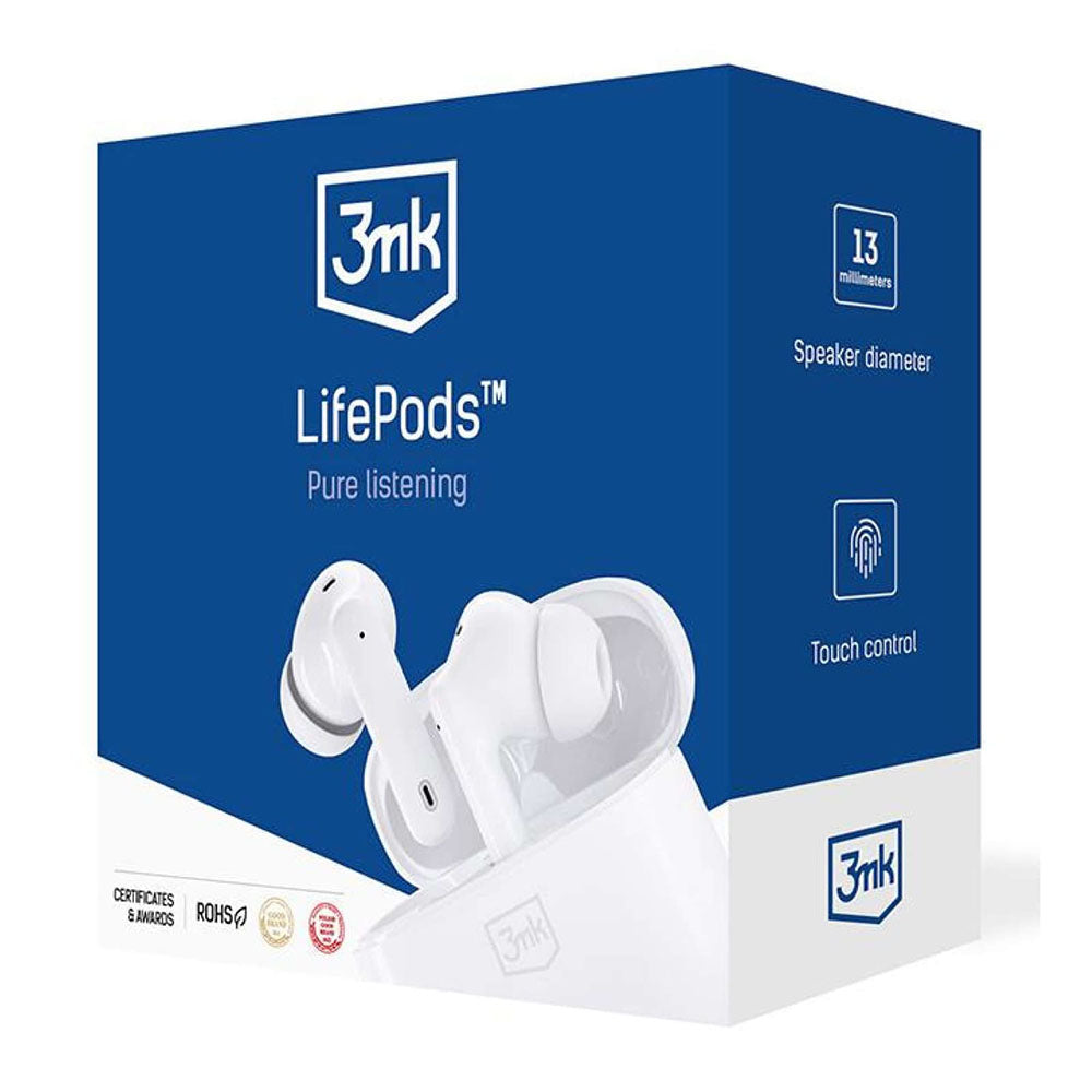 Handsfree Bluetooth 3MK LIFEPODS, TWS, ANC, Valkoinen