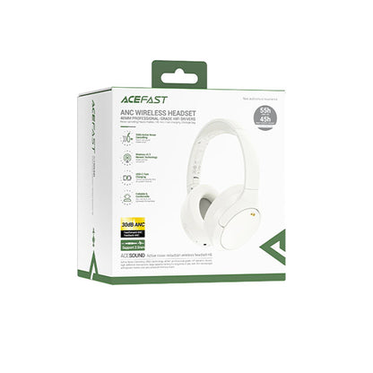 Handsfree Bluetooth Acefast H6, A2DP, ANC, Valkoinen