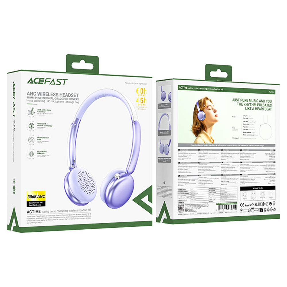 Handsfree Bluetooth Acefast H8, A2DP, ANC, Liikkuva