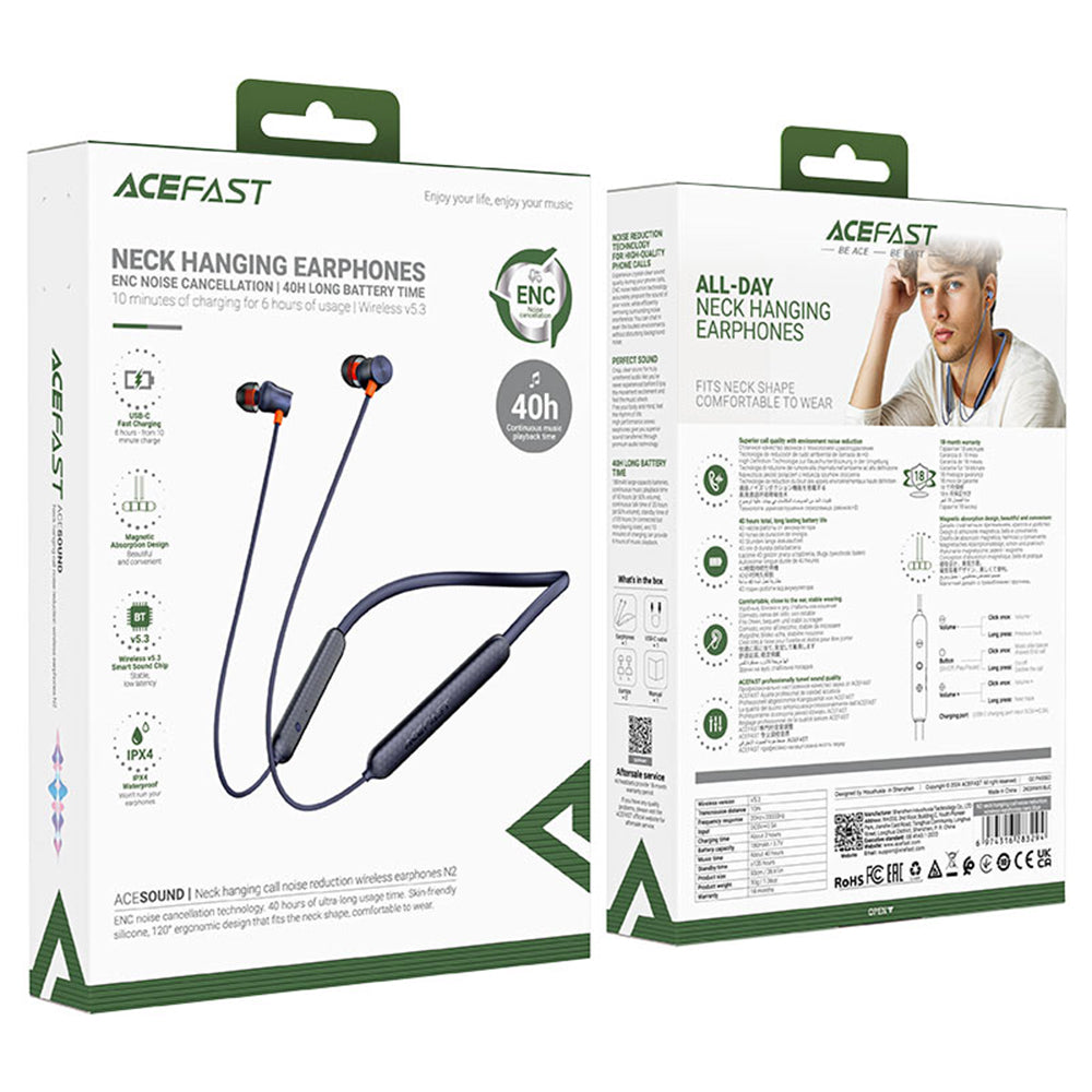 Handsfree Bluetooth Acefast N2, A2DP, Musta