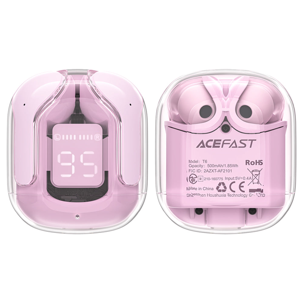 Handsfree Bluetooth Acefast T6, TWS, Pinkki