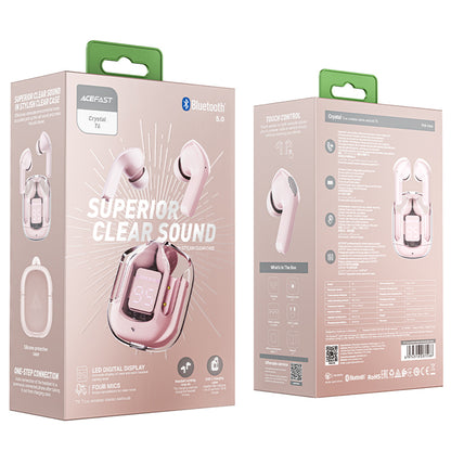Handsfree Bluetooth Acefast T6, TWS, Pinkki