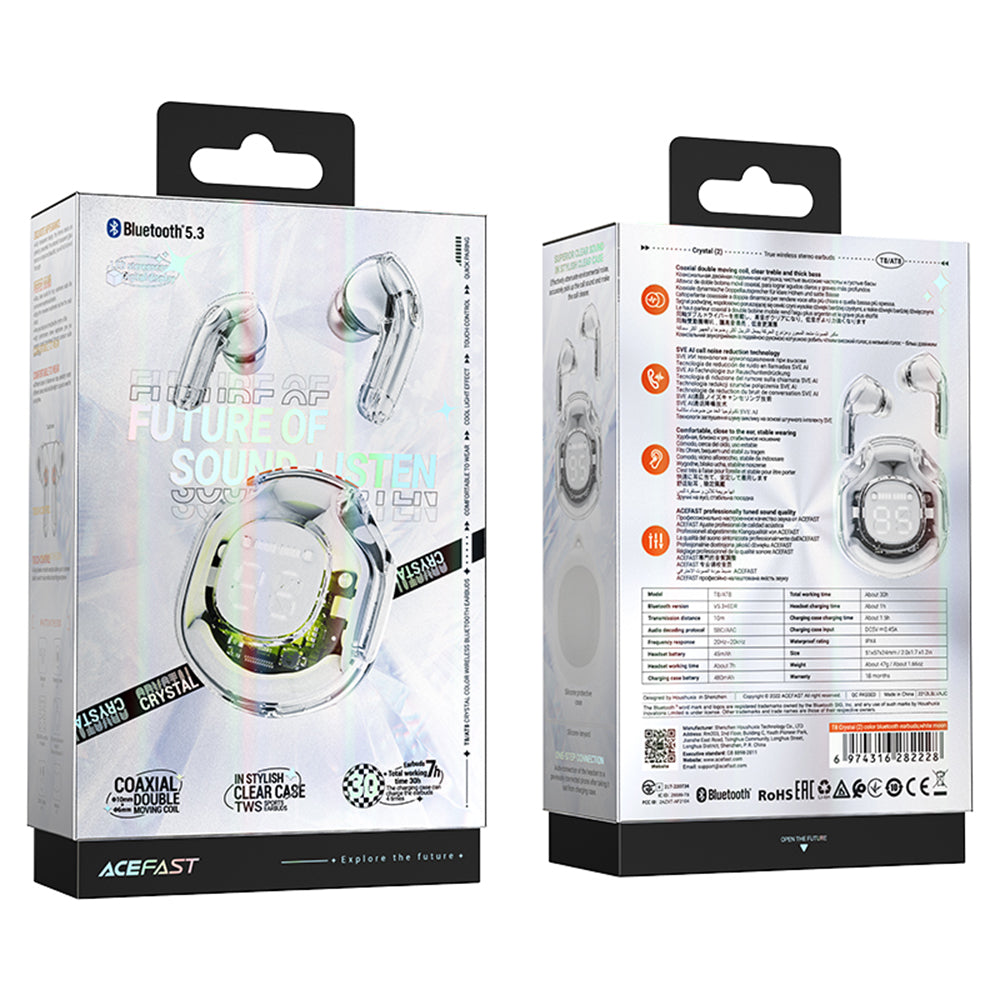 Handsfree Bluetooth Acefast T8, TWS, Valkoinen