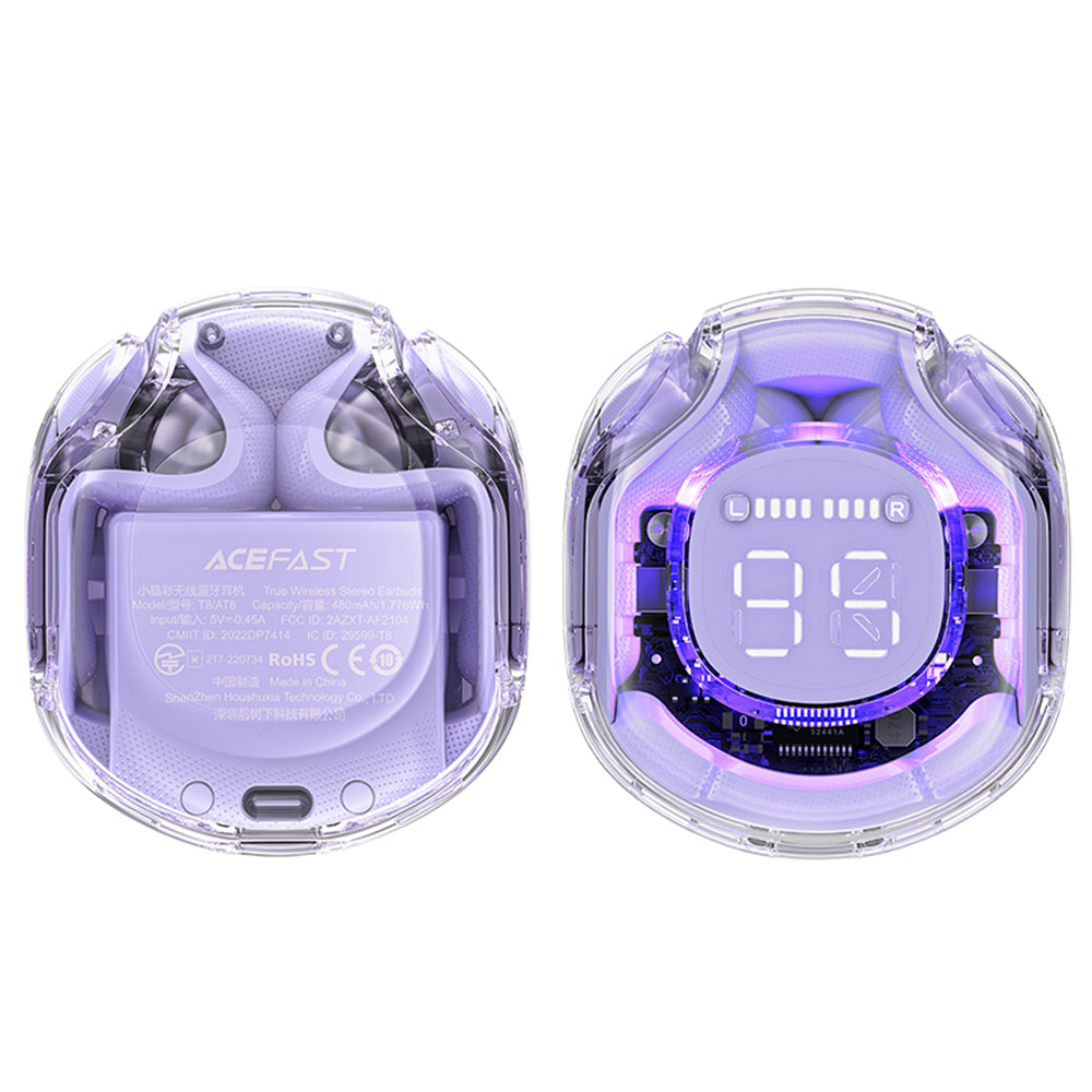Handsfree Bluetooth Acefast T8, TWS, Violetti