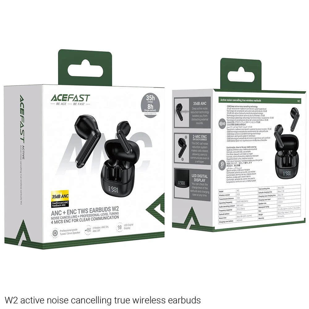 Handsfree Bluetooth Acefast W2, TWS, Musta