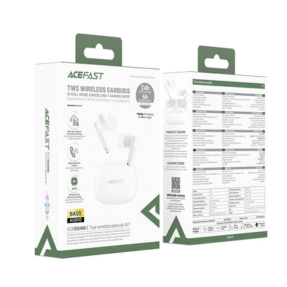 Handsfree Bluetooth Acefast W7, TWS, Valkoinen